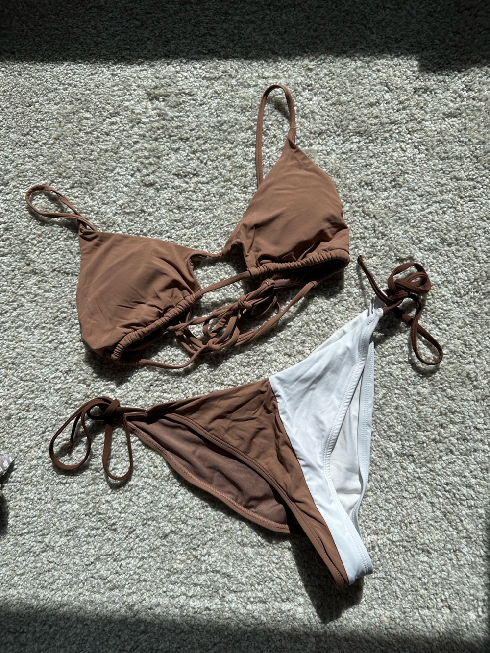 Women’s Garage Brown & White String Bikini